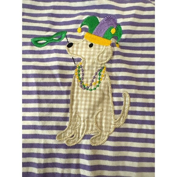 Jellybean Girls Striped Embroidery Dog Purple‎ & White Size 4 - Picture 2 of 4